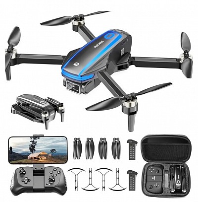 Drones with Camera for Adults 4K Brushless Motor Drone for Kids Beginners, FPV Foldable RC Quadcopter with Propeller Guards, 2 Batteries, 1500mAh, 130° Lens, WiFi, Voice Control, Gesture Photography, Gift Toys for Men Boys